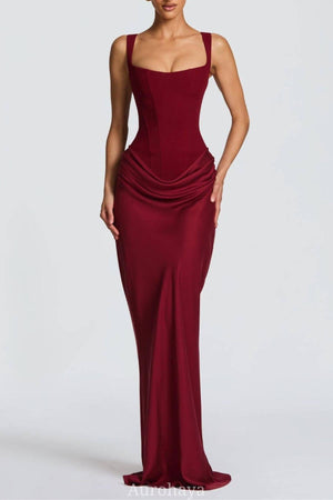 Selmori Hortense Sleeveless Square Neck Maxi Dress Burgendy