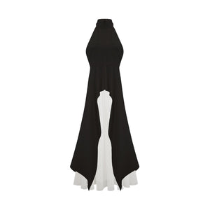 Selmori Juliette halterneck layered Maxi dress Black