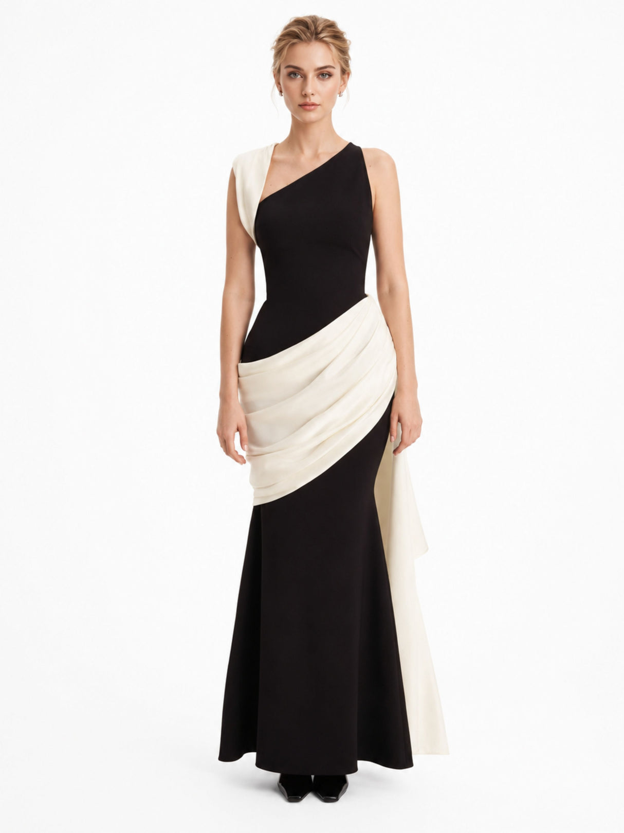 Vénus Color Block Asymmetrical Maxi Dress