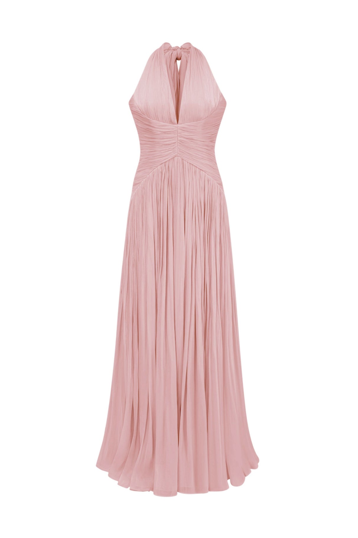 Vraie Plunging V-Neck Pleated Maxi Dress / Rose Pink