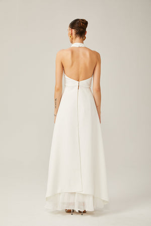 Selmori Juliette halterneck layered Maxi dress