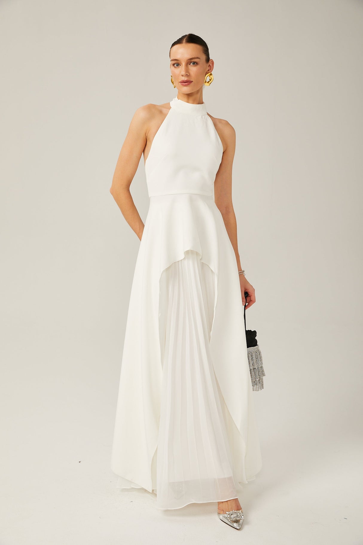 Selmori Juliette halterneck layered Maxi dress