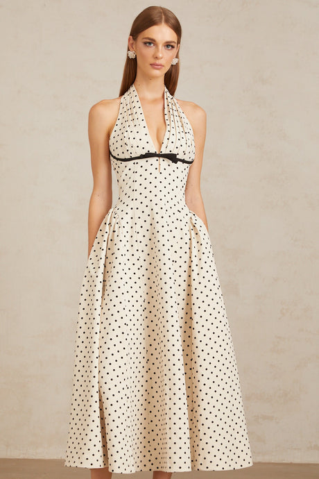 Selmori Estelle White Polka Dot Midi Dress White