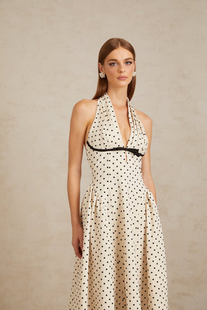 Selmori Estelle White Polka Dot Midi Dress