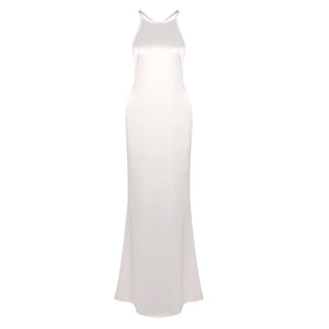 Désir Beaded Backless Maxi Dress White
