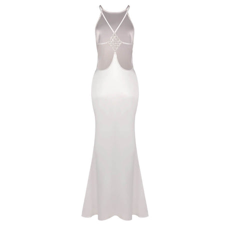 Désir Beaded Backless Maxi Dress White