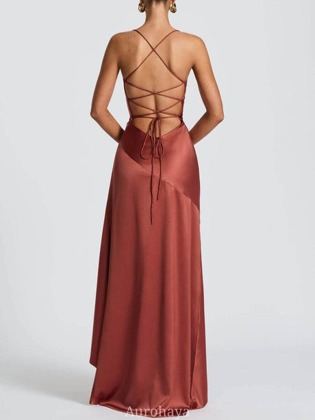 Selmori Delphine Spaghetti-Strap Ruffle Maxi Dress