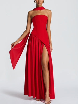 Selmori Solène Asymmetrical Maxi Gown Red