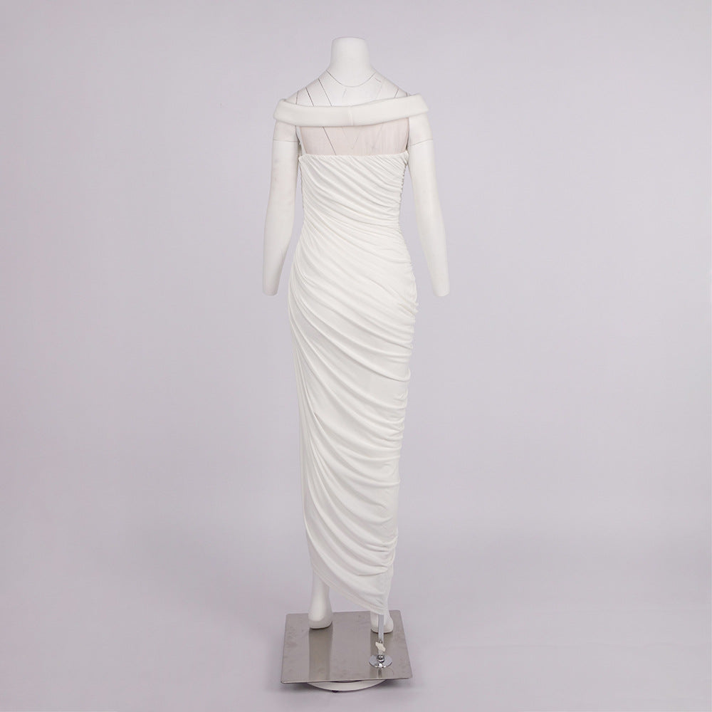 Clarté Off Shoulder Ruched Maxi Dress