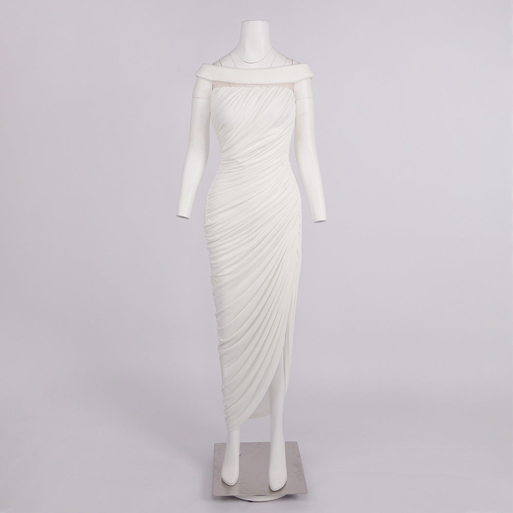 Clarté Off Shoulder Ruched Maxi Dress