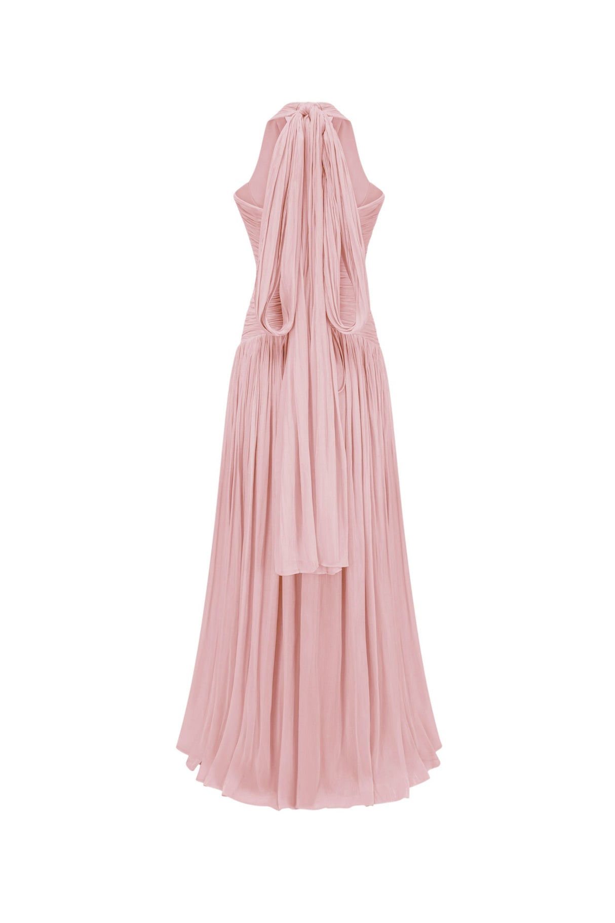 Vraie Plunging V-Neck Pleated Maxi Dress / Rose Pink