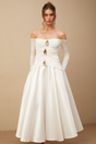 Selmori Noémie off-shoulder panelled maxi dress in White White