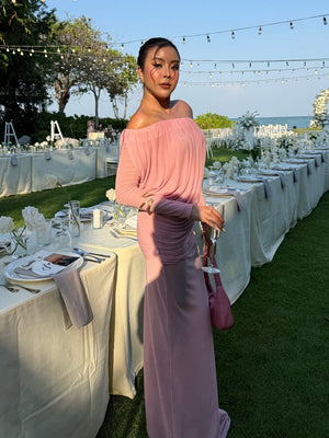 Apolline Off-Shoulder Draped Evening Maxi Dress