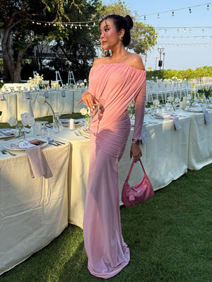 Apolline Off-Shoulder Draped Evening Maxi Dress