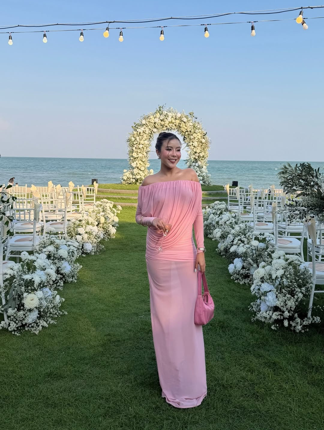 Apolline Off-Shoulder Draped Evening Maxi Dress
