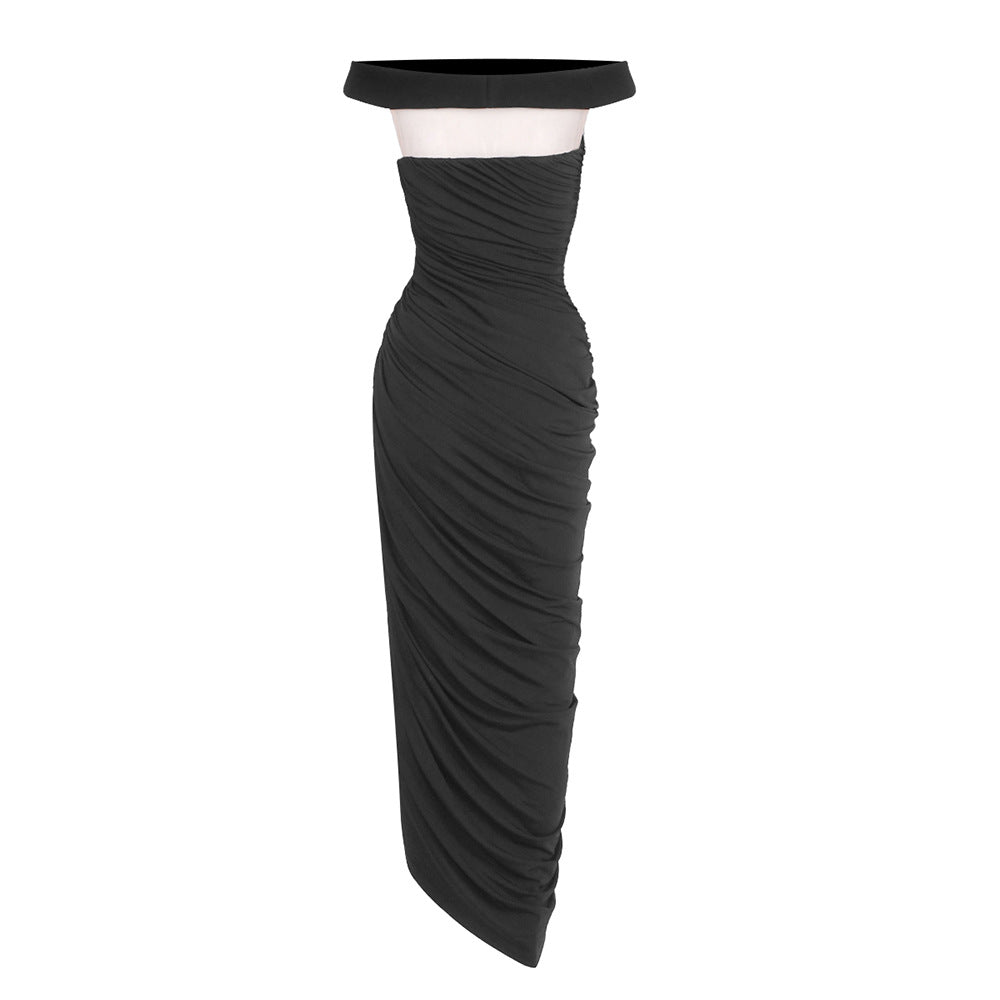 Clarté Off Shoulder Ruched Maxi Dress