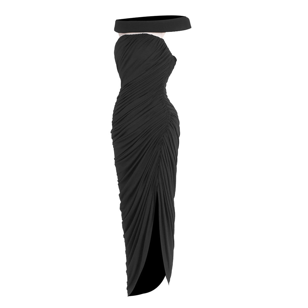 Clarté Off Shoulder Ruched Maxi Dress