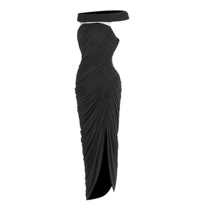 Clarté Off Shoulder Ruched Maxi Dress