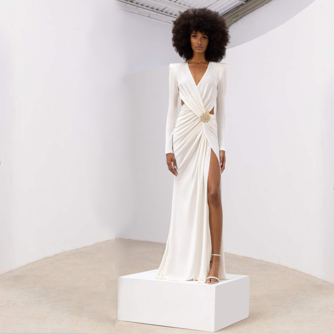 Cambria Long Sleeve Slit Maxi Dress