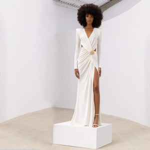 Cambria Long Sleeve Slit Maxi Dress