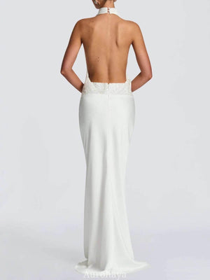 Selmori Camille Backless Sequin Satin Maxi Dress