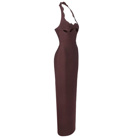 Selmori Noisette Halter Cut-Out Bodycon Maxi Dresses