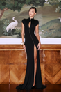 Selmori Vespera Black Keyhole Maxi Dress with High Thigh Slit Black