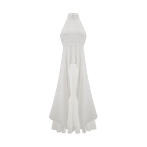 Selmori Juliette halterneck layered Maxi dress White