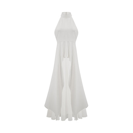 Selmori Juliette halterneck layered Maxi dress White