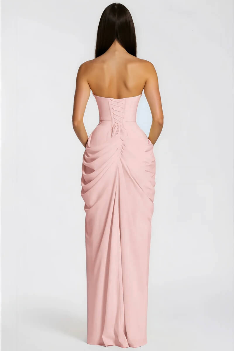 Selmori Azalée Strapless Draped High-Slit Maxi Dress