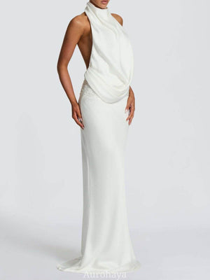 Selmori Camille Backless Sequin Satin Maxi Dress
