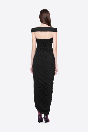 Clarté Off Shoulder Ruched Maxi Dress