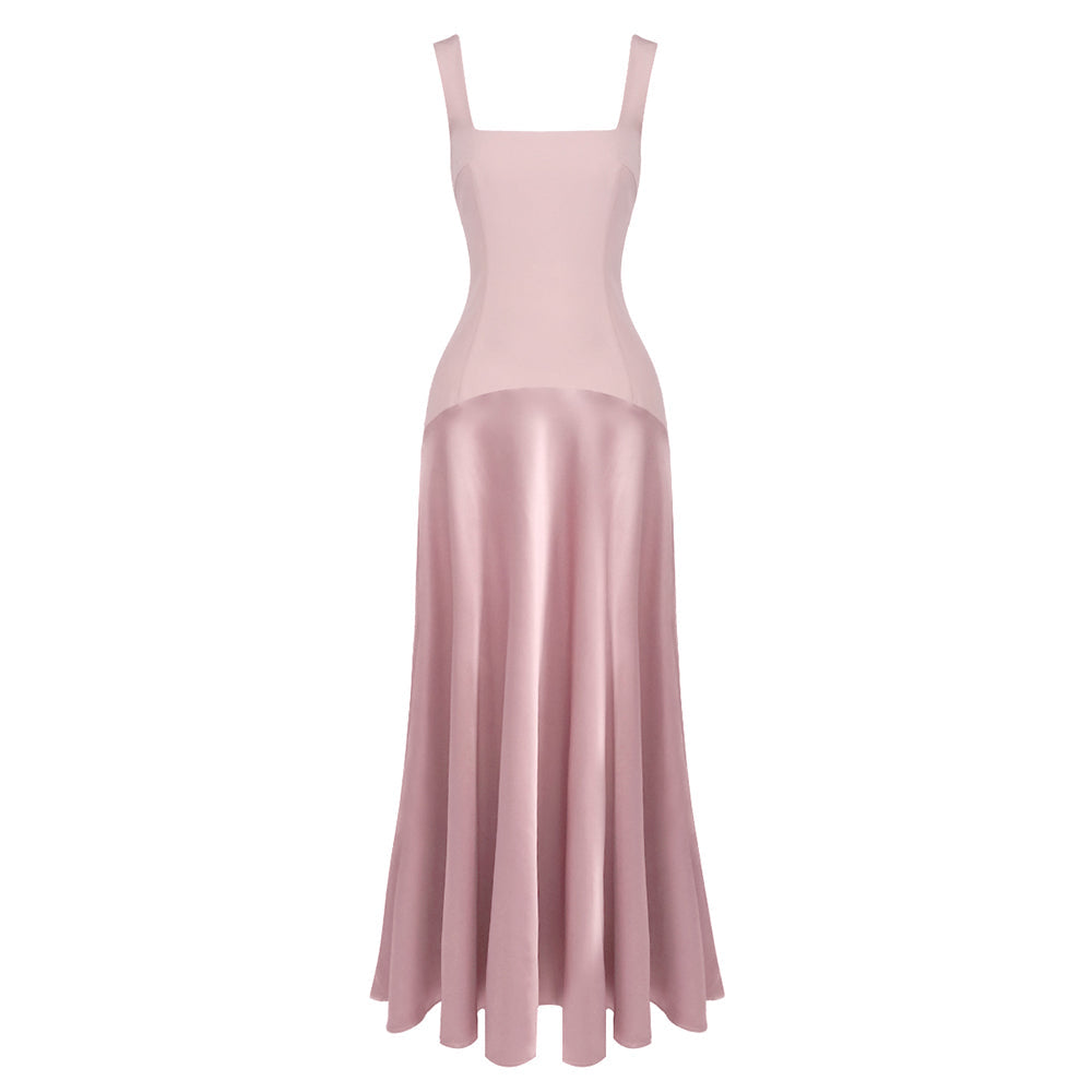Douceur Square Neck Satin Maxi Dress