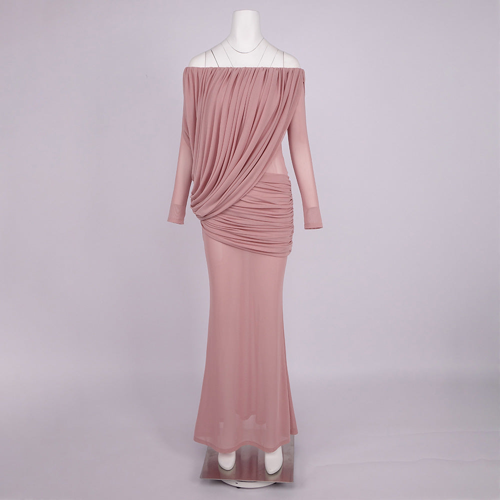 Apolline Off-Shoulder Draped Evening Maxi Dress