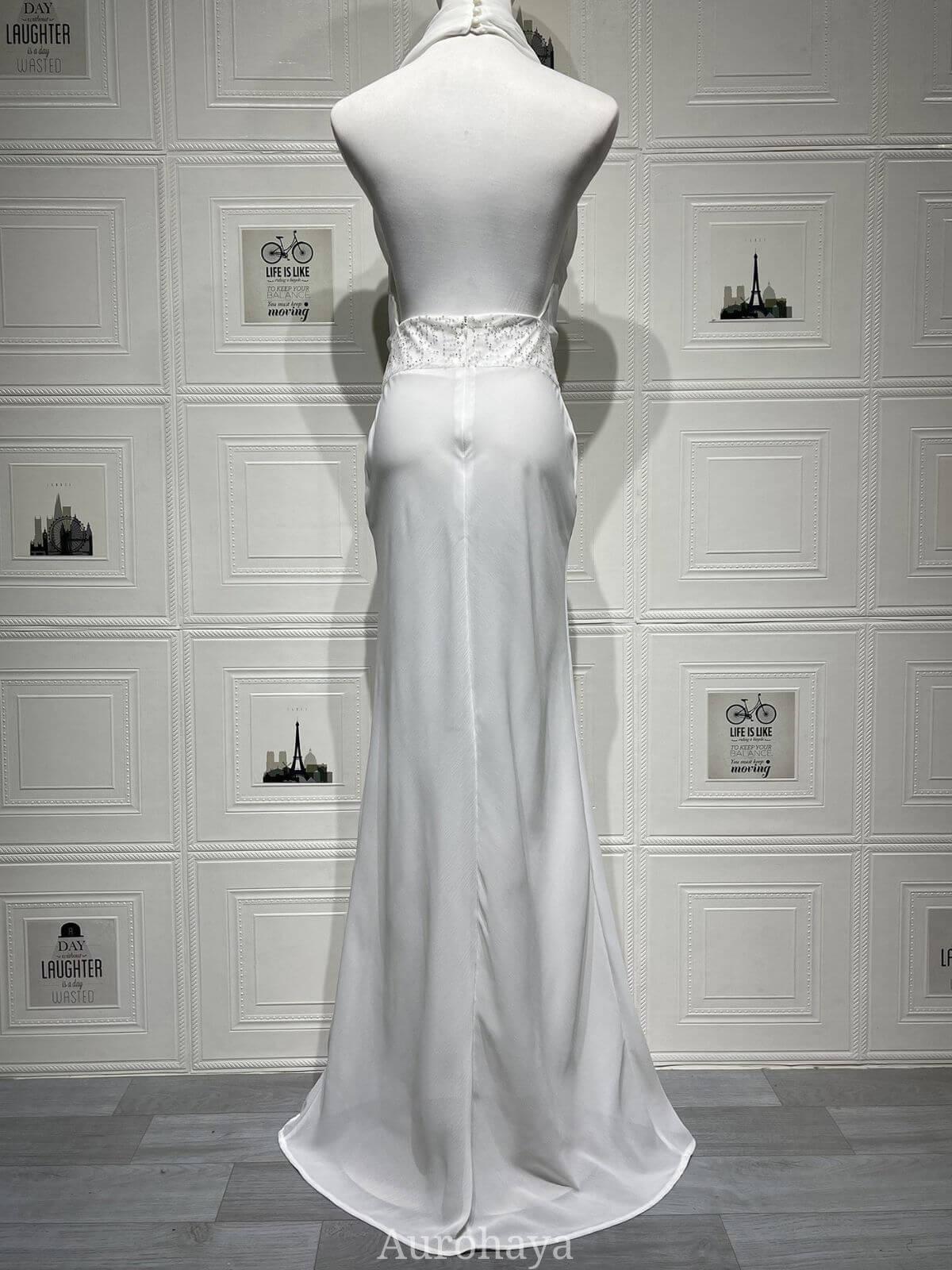 Selmori Camille Backless Sequin Satin Maxi Dress