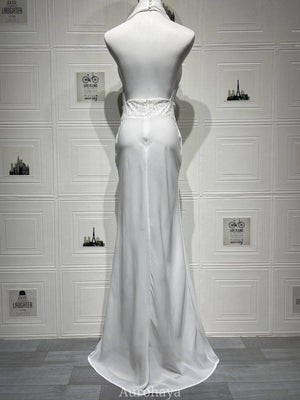 Selmori Camille Backless Sequin Satin Maxi Dress