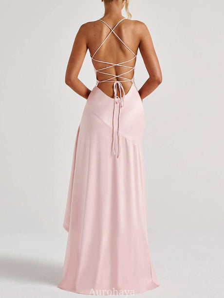 Selmori Delphine Spaghetti-Strap Ruffle Maxi Dress