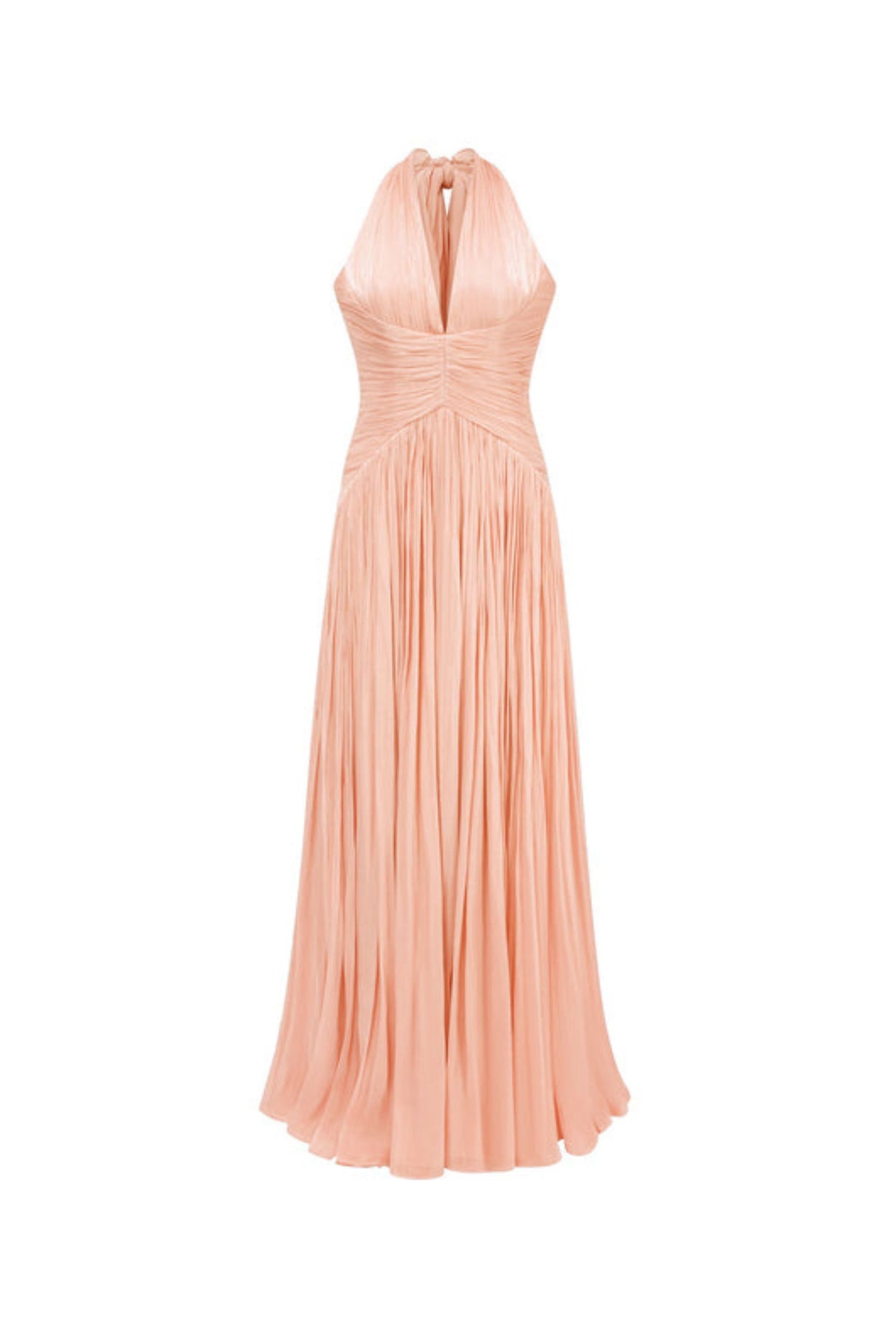 Verdelune Halter Pleated Slit Maxi Dress / Pink