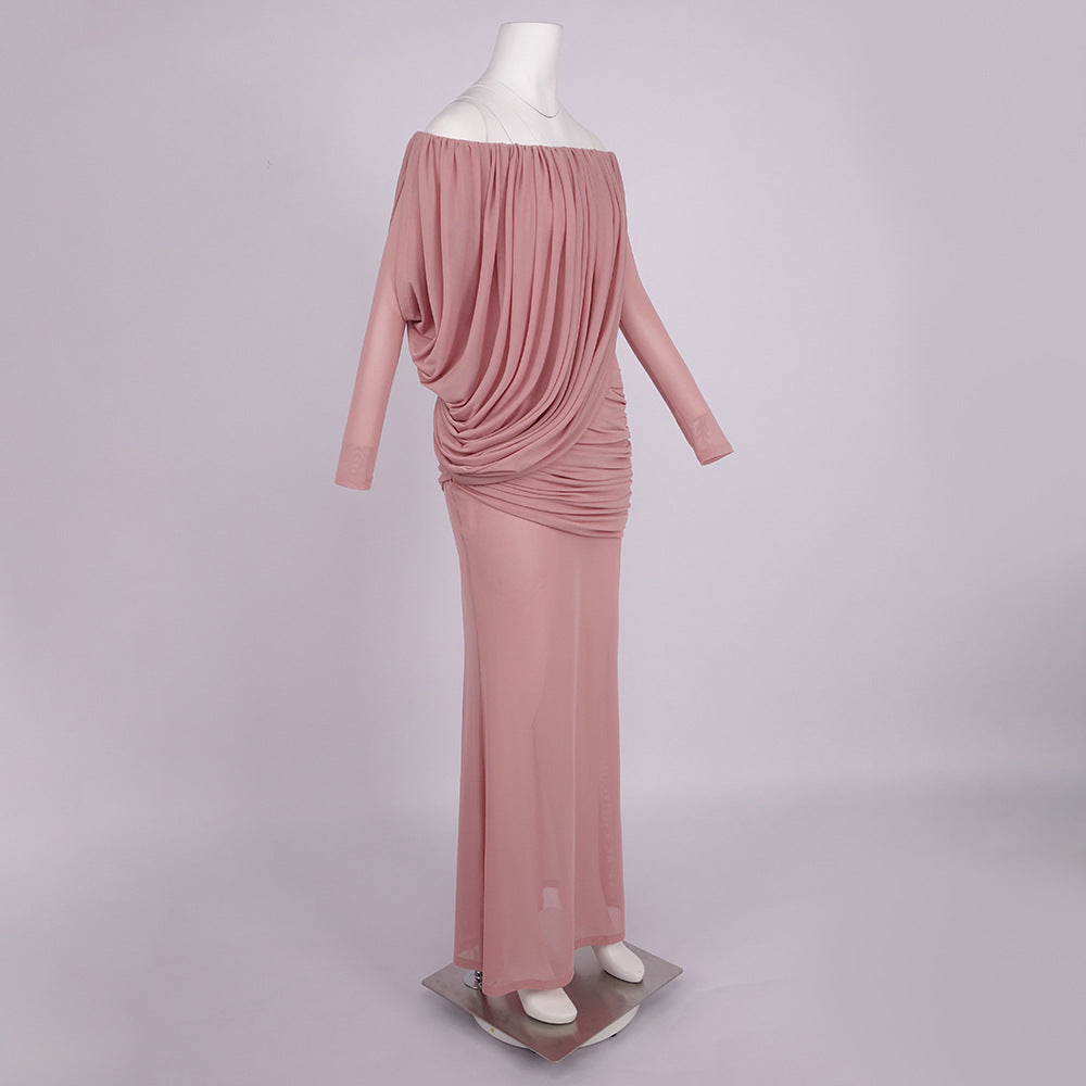 Apolline Off-Shoulder Draped Evening Maxi Dress