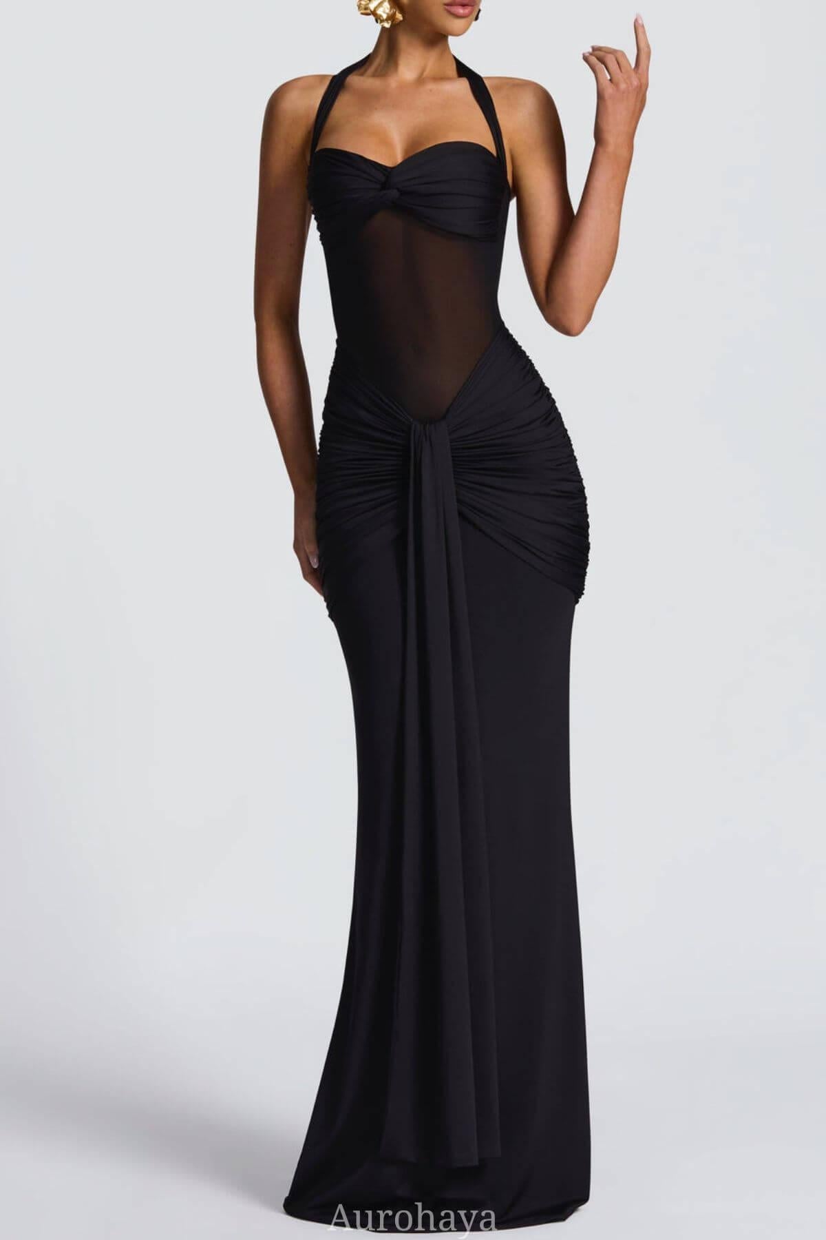 Selmori Sévara Halterneck Gathered Maxi Dress