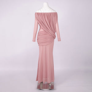 Apolline Off-Shoulder Draped Evening Maxi Dress
