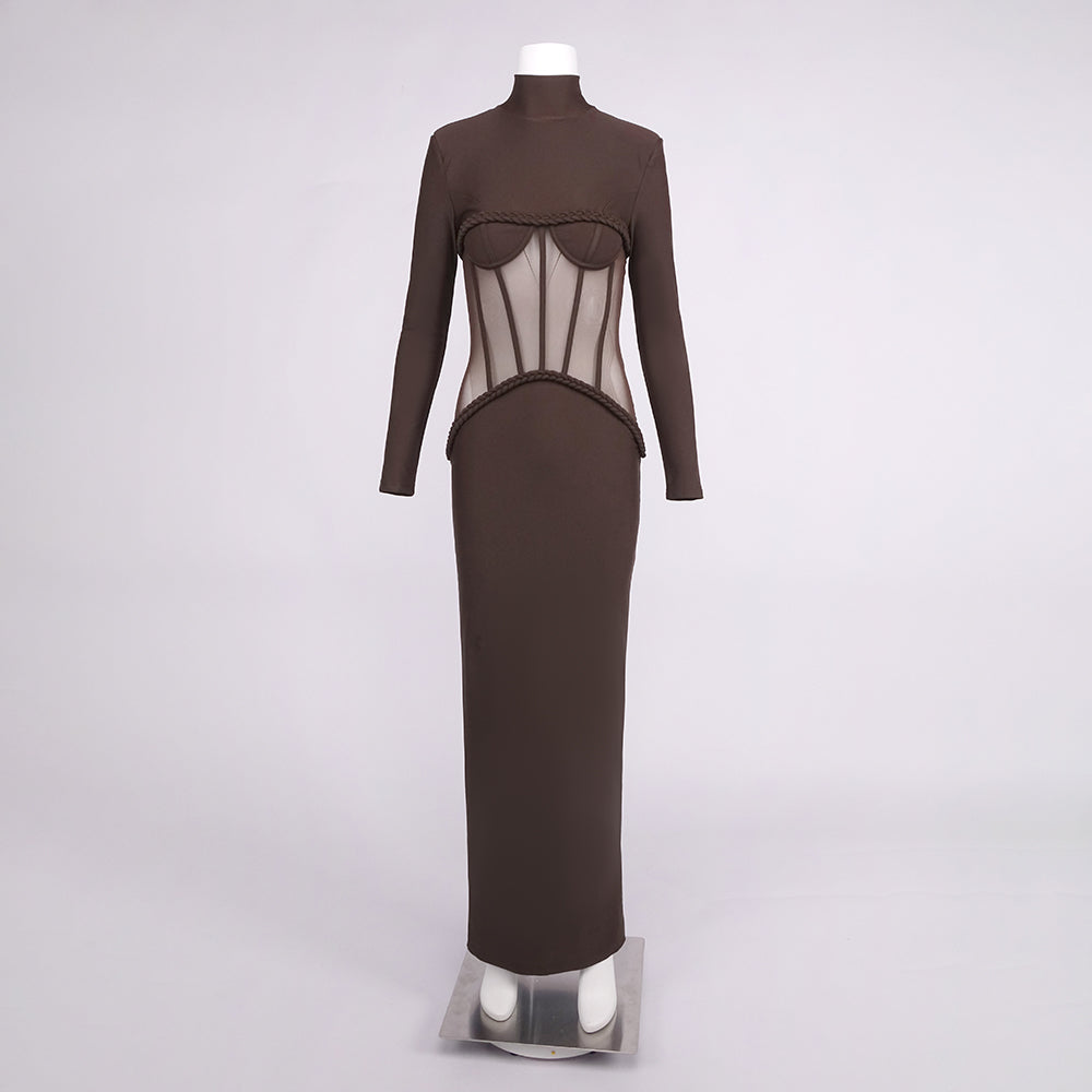 Selmori Laurence Mock Neck Corset Maxi Dress