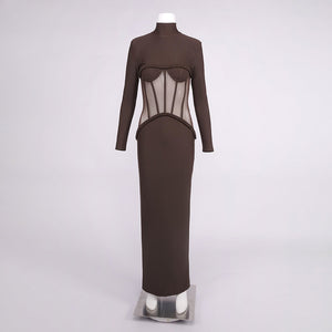 Selmori Laurence Mock Neck Corset Maxi Dress