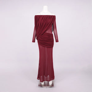 Apolline Off-Shoulder Draped Evening Maxi Dress