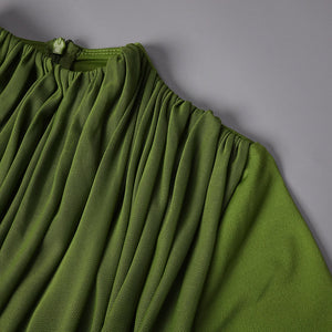Anaëlle Draped High Neck Long Sleeve Maxi Dress