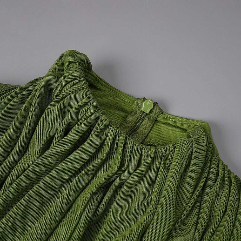 Anaëlle Draped High Neck Long Sleeve Maxi Dress