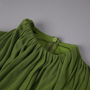 Anaëlle Draped High Neck Long Sleeve Maxi Dress
