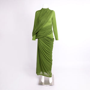 Anaëlle Draped High Neck Long Sleeve Maxi Dress