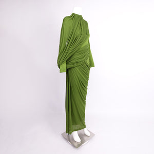 Anaëlle Draped High Neck Long Sleeve Maxi Dress