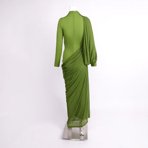 Anaëlle Draped High Neck Long Sleeve Maxi Dress